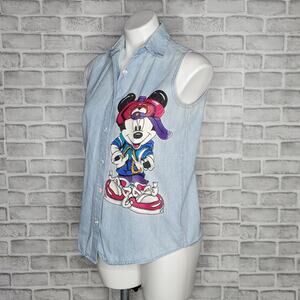 Vintage 90s Hip Hop Mickey Unlimited Jerry Leigh Sleeveless Button Up Top, sz S